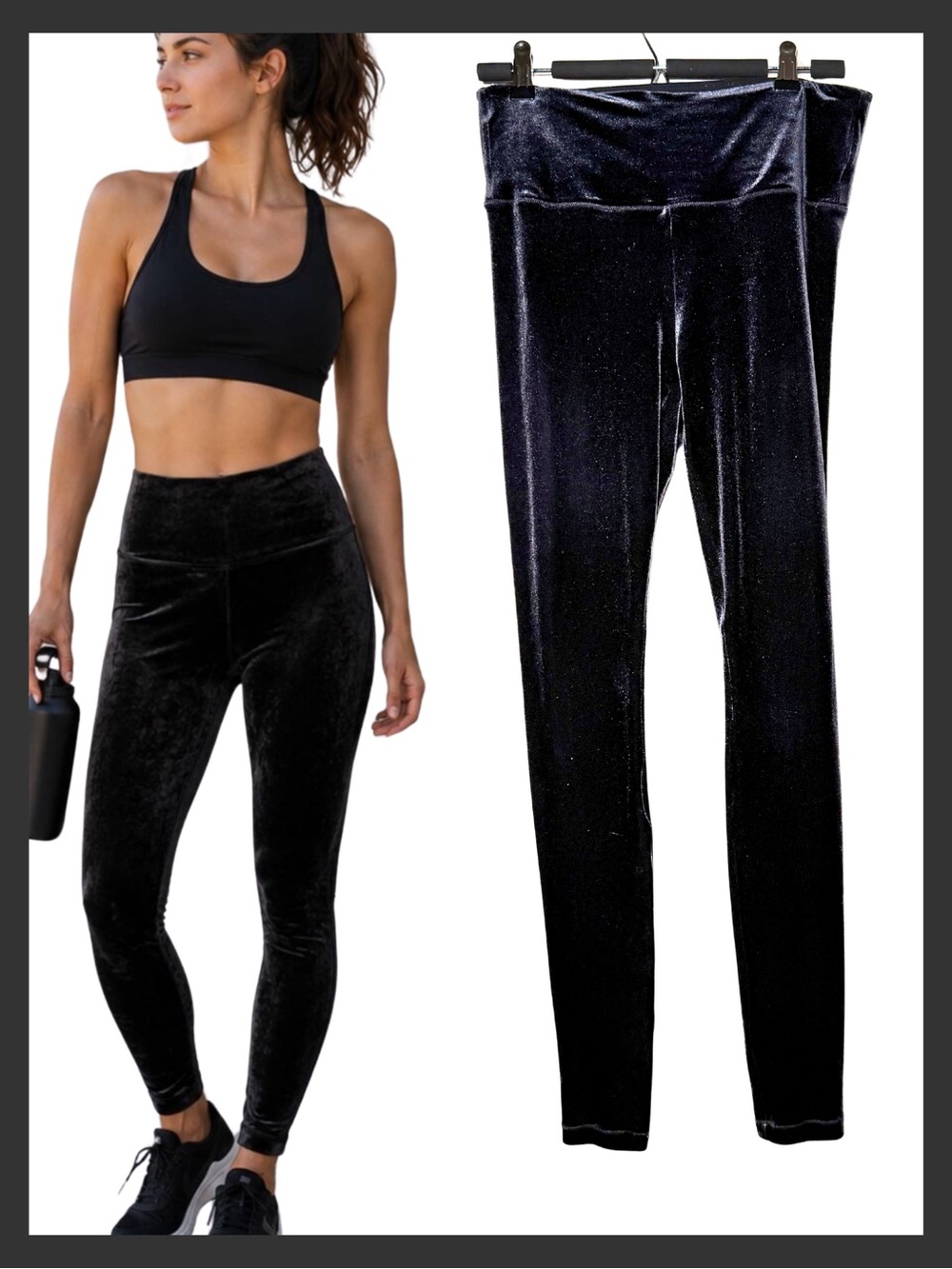 Medium EUC -  Athleta Black Chaturanga Velvet Tight Legging Style #383957